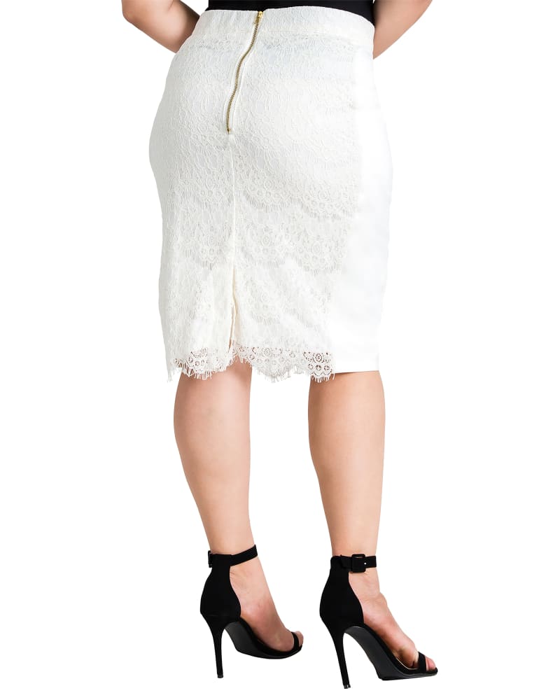 White lace pencil skirt knee length top